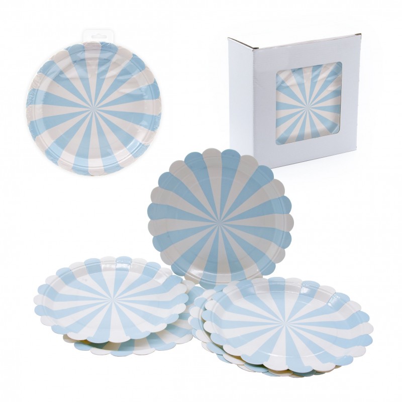 Assiette pastel soleil 18cm bleu