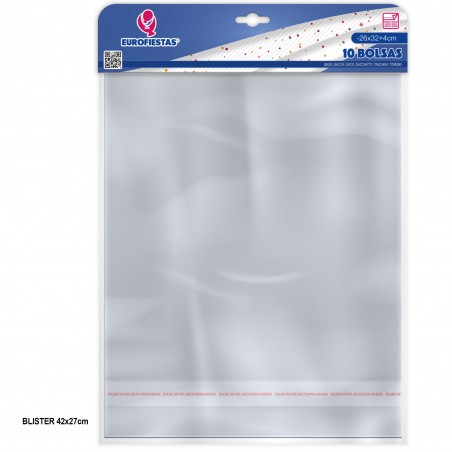 Pack de 10 sacs en cellophane avec fermeture adhésive, idéal pour les événements.