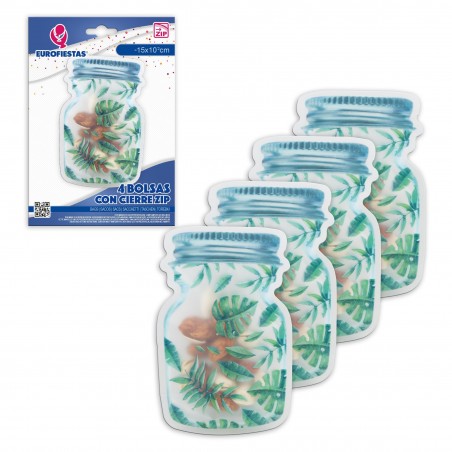 Sac zippé 4pcs petites feuilles vertes bateau