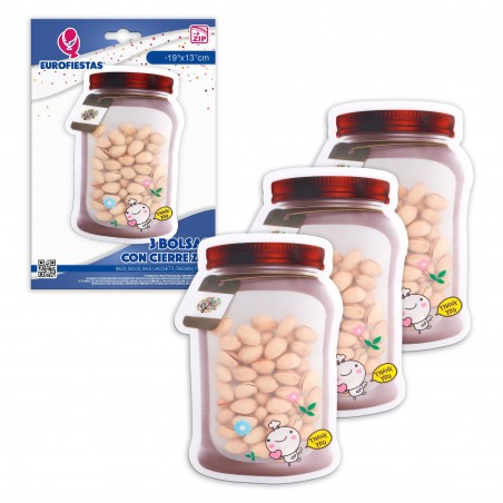 3pcs sac zip bouteille nœuds med