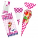Sachet de bonbons en forme de cône fuchsia