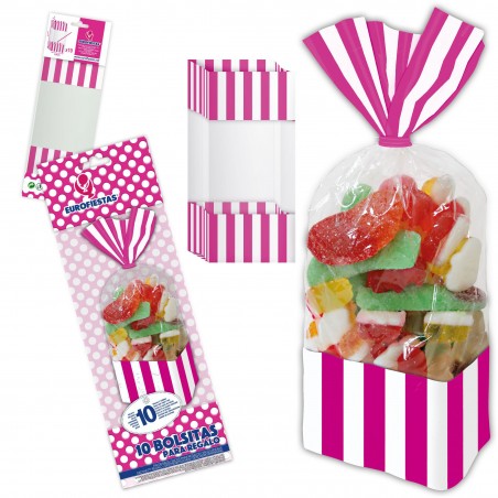 Sachet de bonbons carré fuchsia