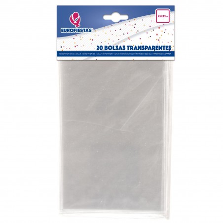 Sacs en plastique transparents 25x13 cm : Pack de 20 unités pour événements et fêtes