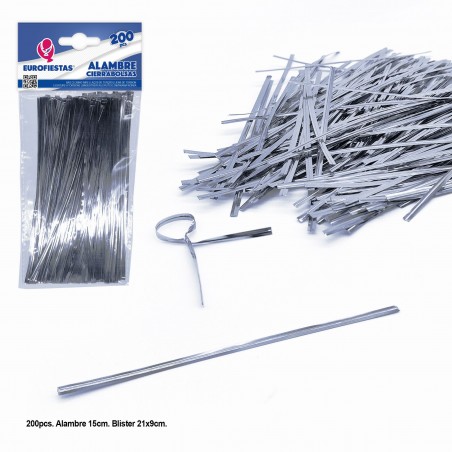 Attaches de sac en fil d'argent de 15 cm, paquet de 200