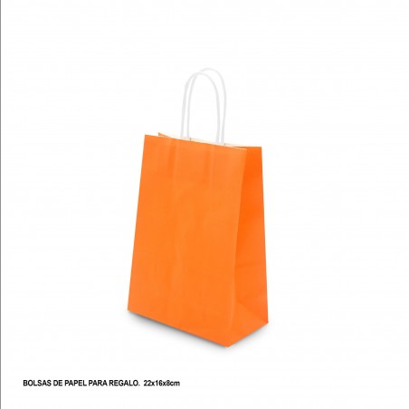 Sac papier 22x18x8cm orange