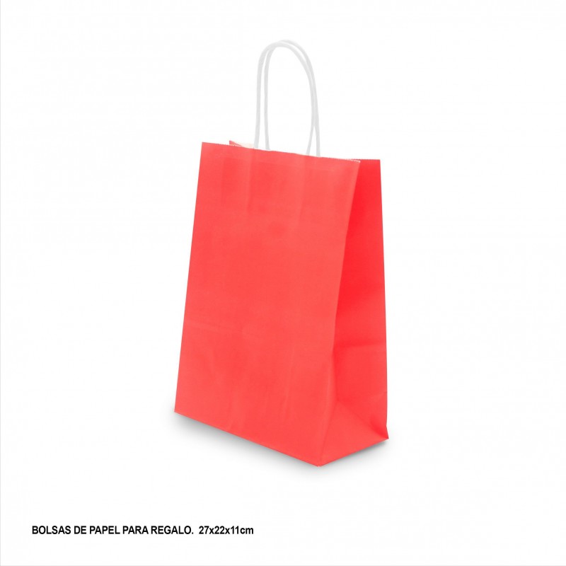 Sac en papier 27x22x11cm rouge