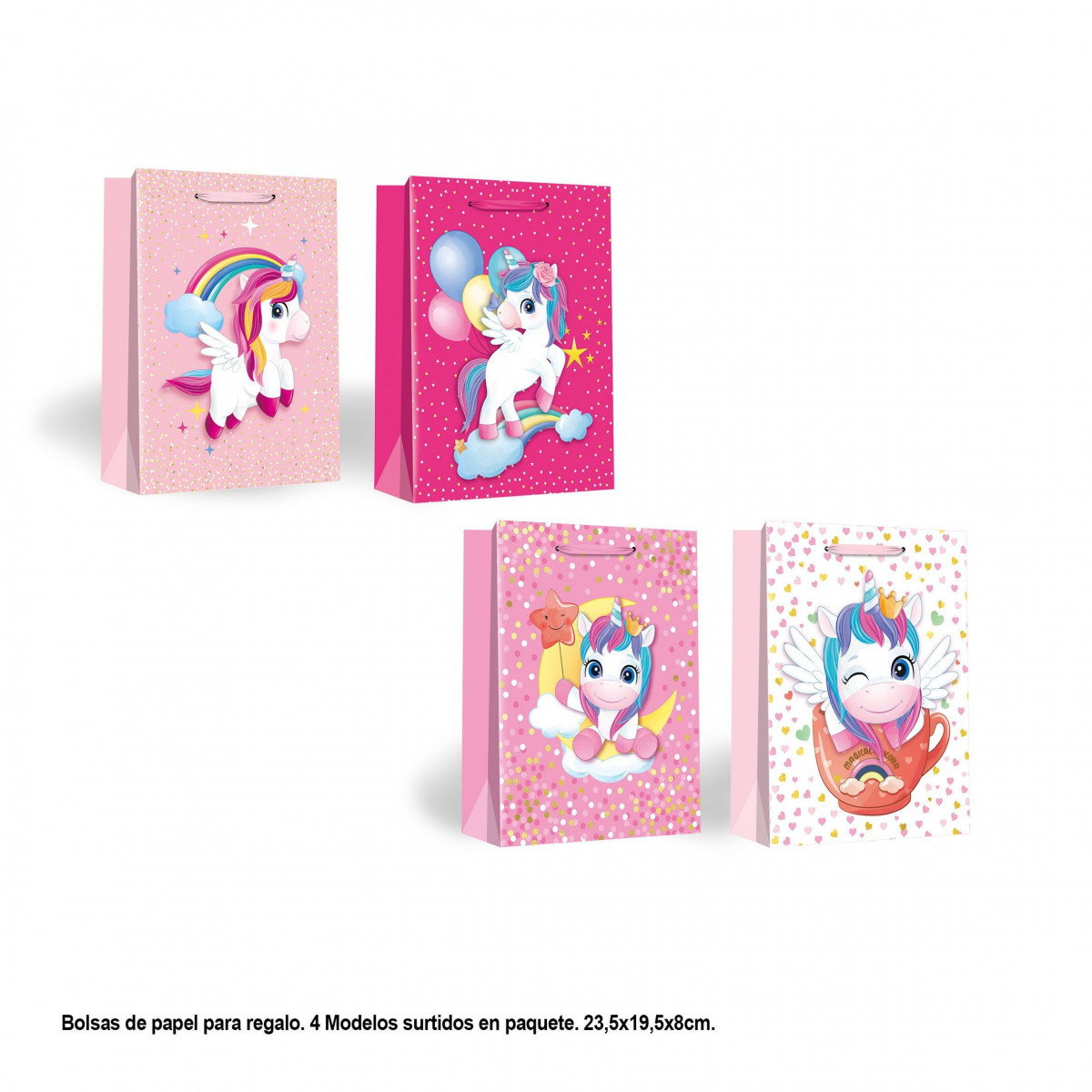 Sac cadeau licorne rose bébé 4 petits modèles