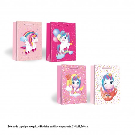 Sac cadeau licorne rose bébé 4 petits modèles