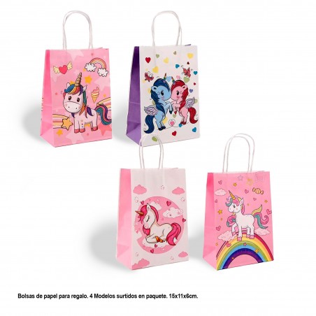 Petit sac cadeau licorne rose 4 modèles