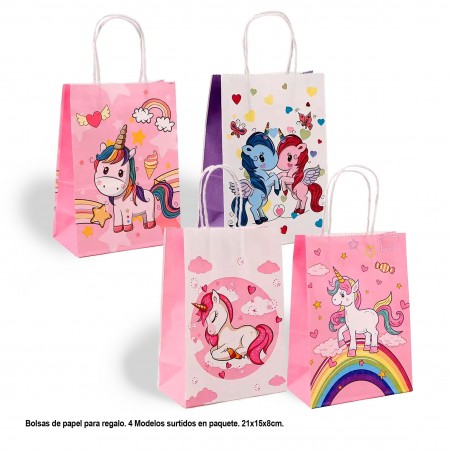 Sac Cadeau Licorne Rose 4 Modèles Grand