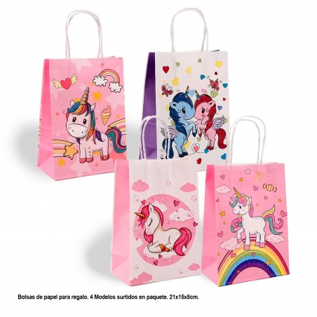 Sac cadeau licorne rose 4 modèles grand