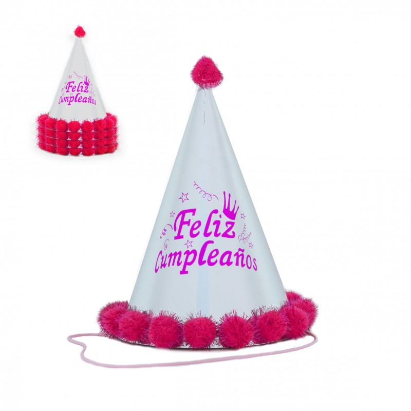 Bonnet pompon 24cm rose