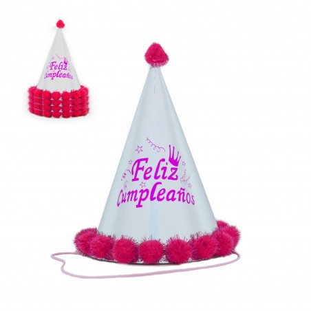Bonnet pompon 24cm rose