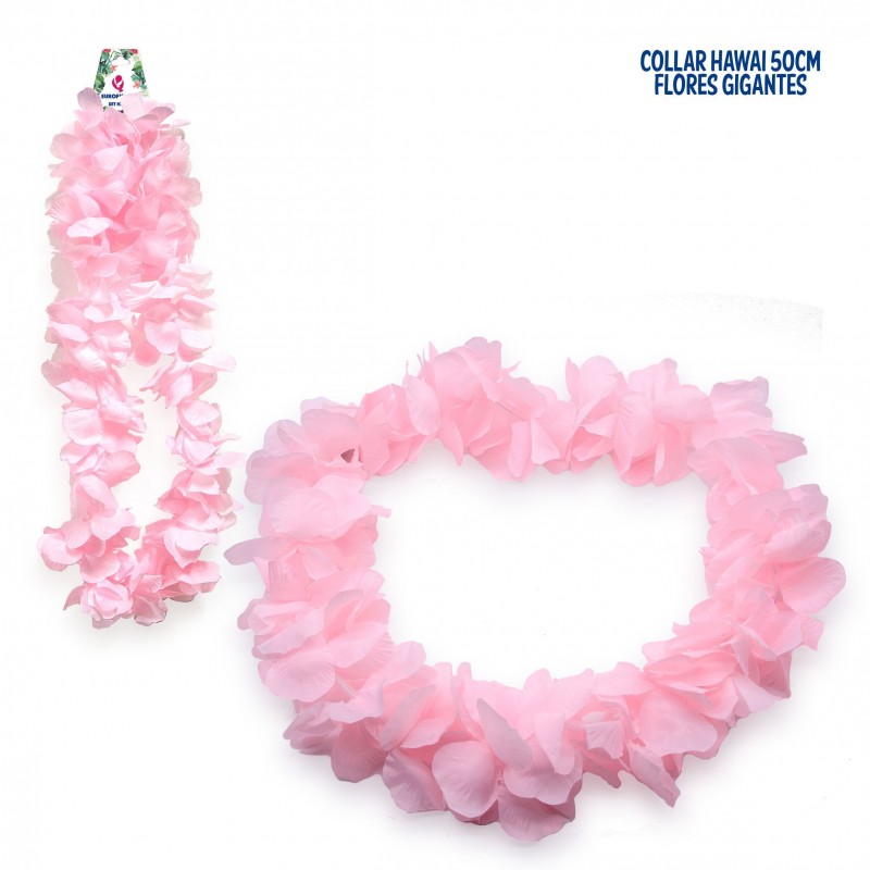 Collier hawaii rose grande fleur 50cm