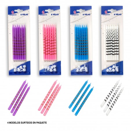 Bougies d'anniversaire fines assorties dorées