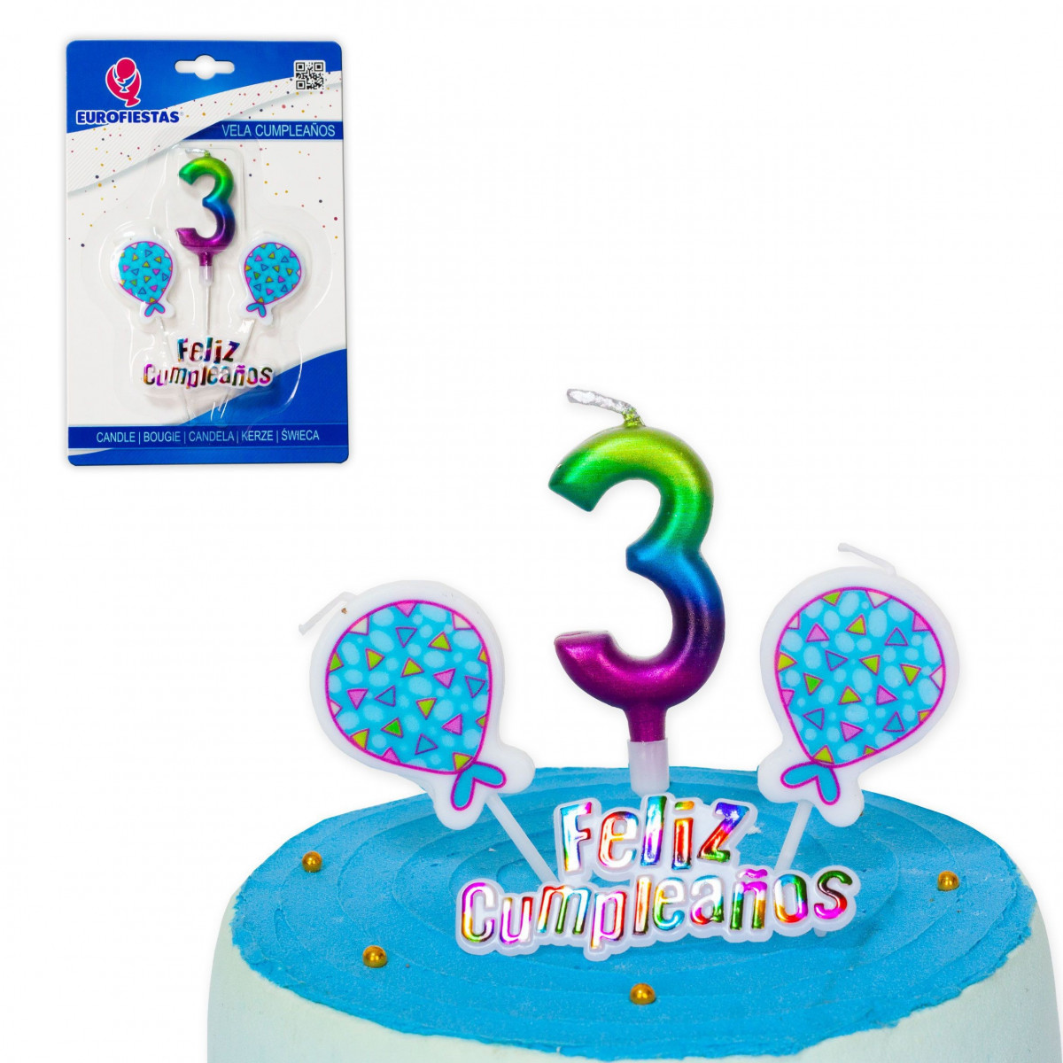 Bougie joyeux anniversaire teintes nº 3