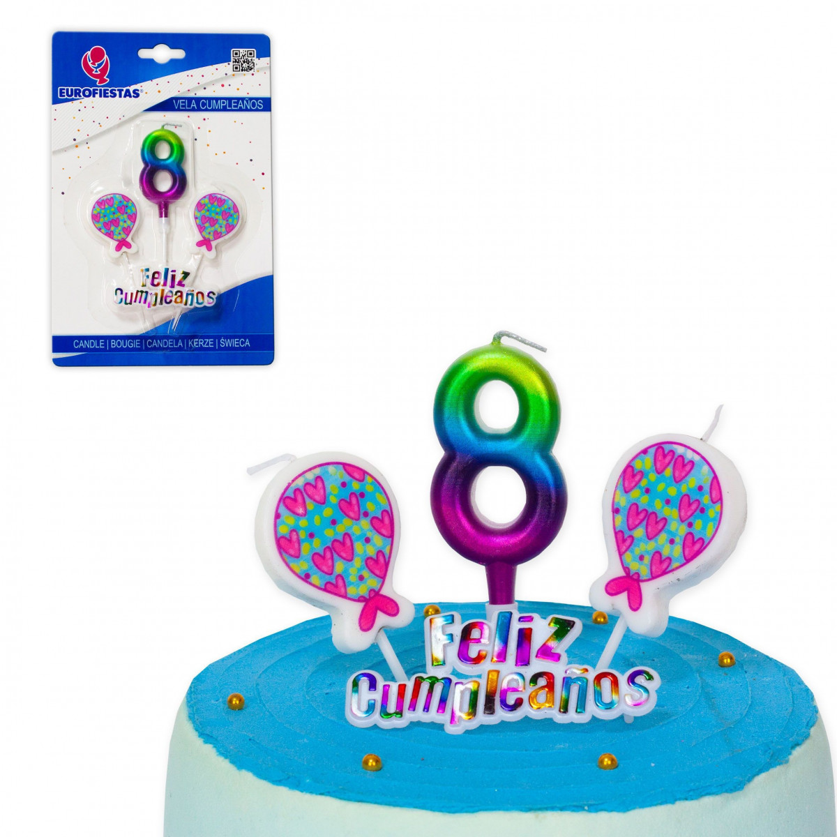 Bougie joyeux anniversaire teintes nº 8