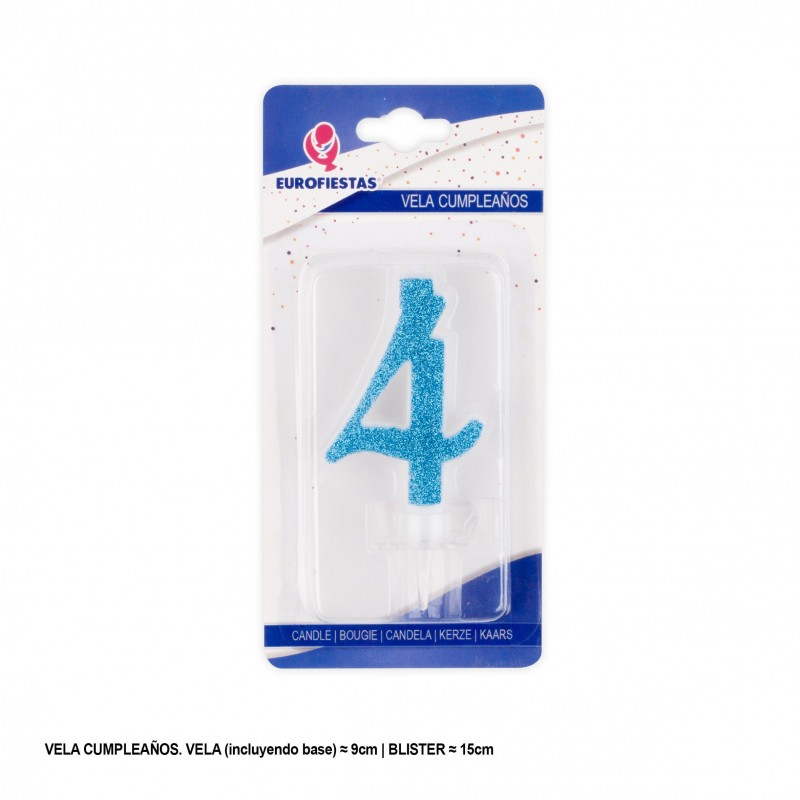 Bougie pailletée bleue 4