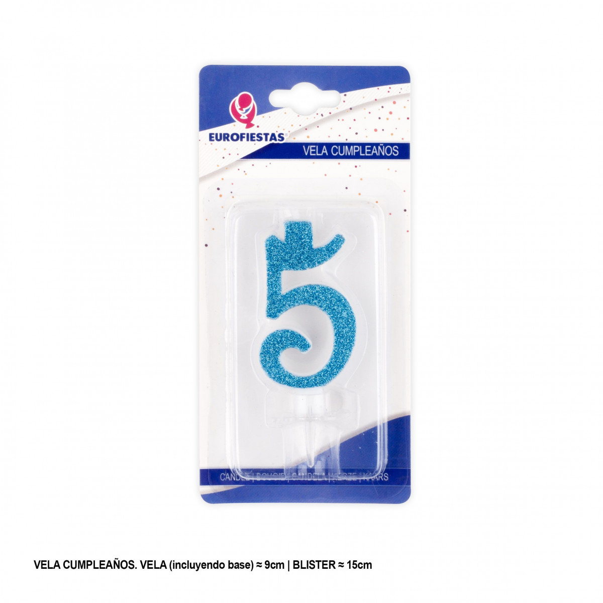 Bougie pailletée bleue 5