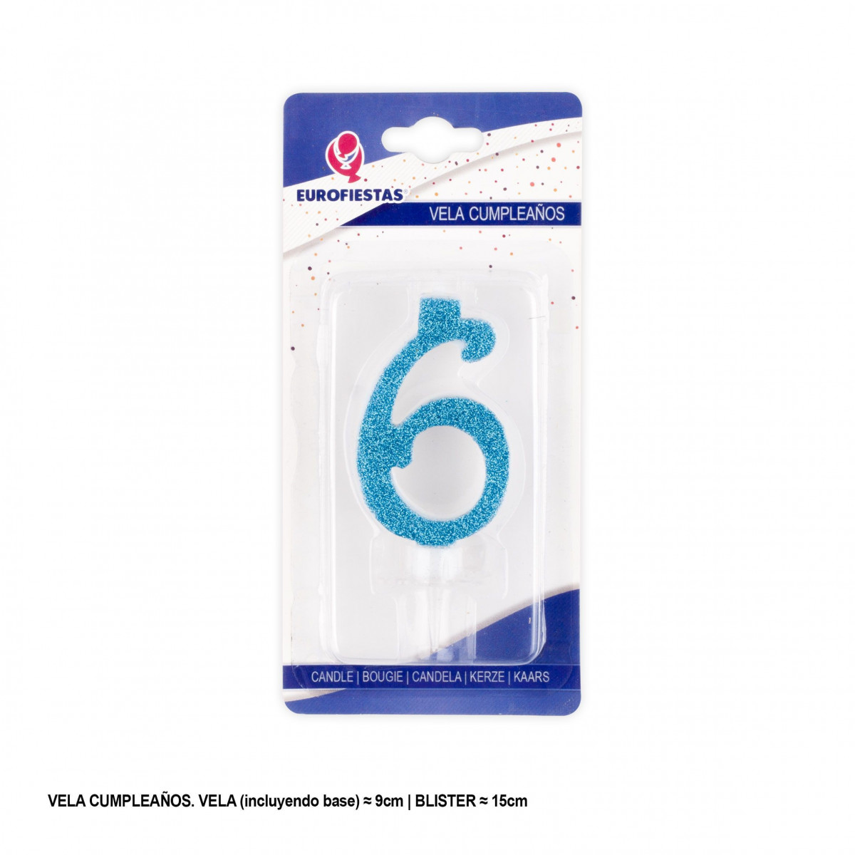 Bougie pailletée bleue 6