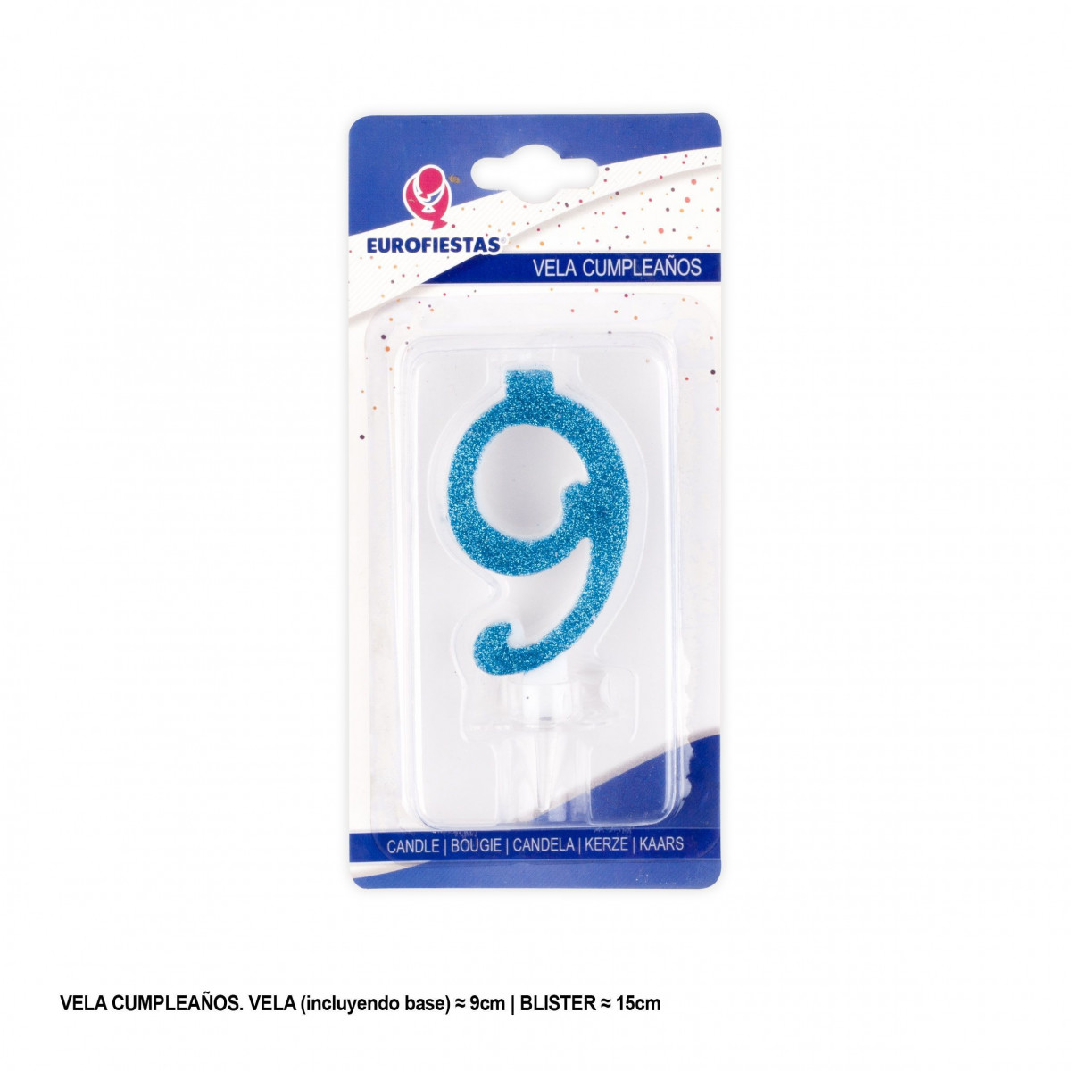 Bougie pailletée bleue 9
