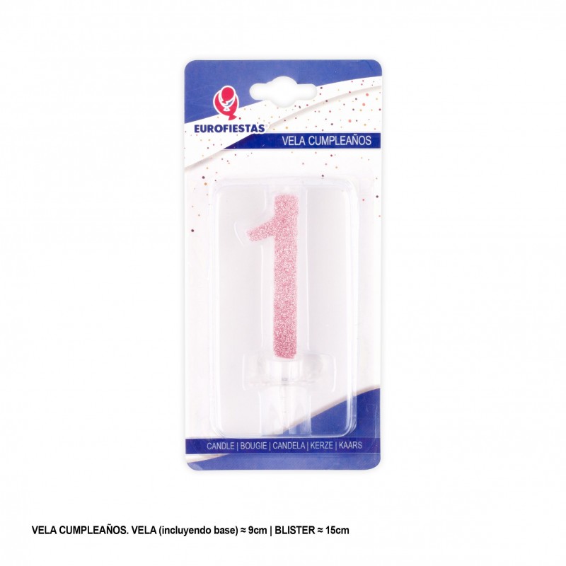 Bougie pailletée rose 1