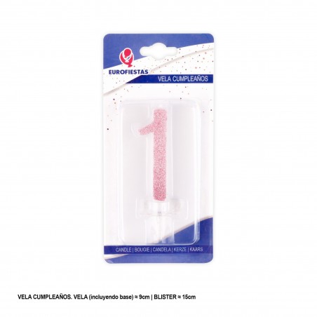 Bougie pailletée rose 1