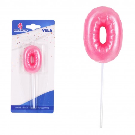 Bougie potelée rose n° 0
