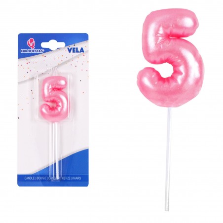 Bougie chubby rose n° 5