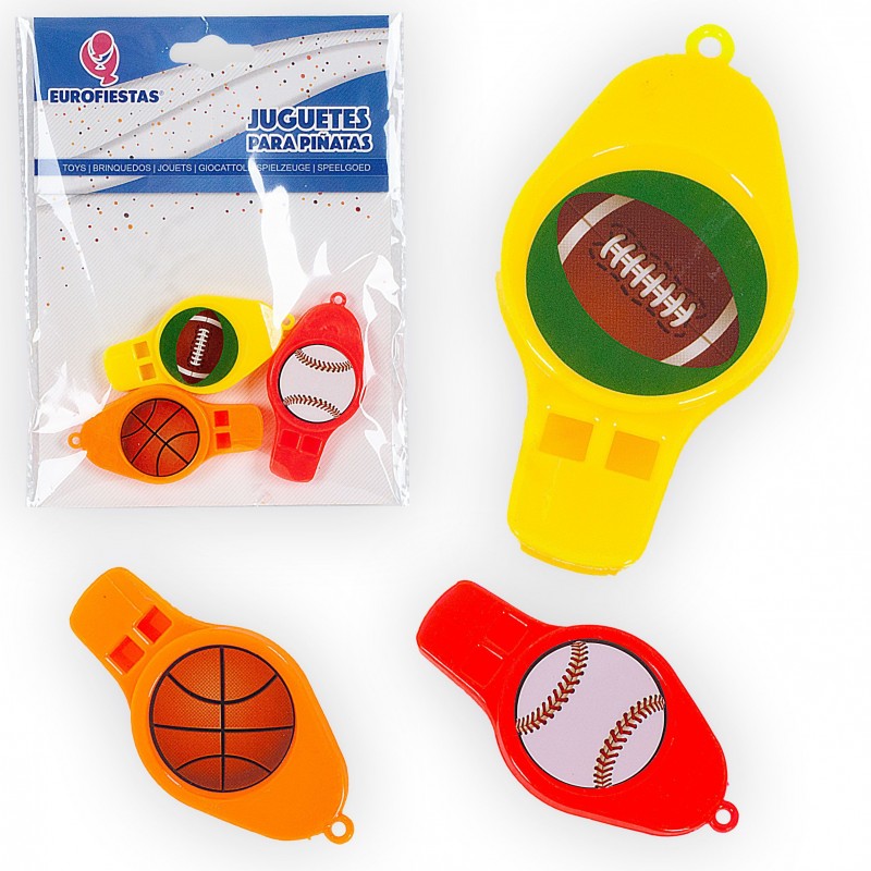 Sifflets Sportifs Pack de 3 Jouets pour Pinatas et Fêtes d'Enfants