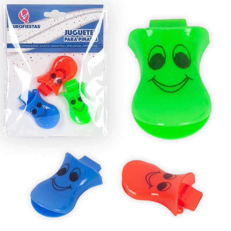 Jouets pour piñata sifflet têtes souriantes