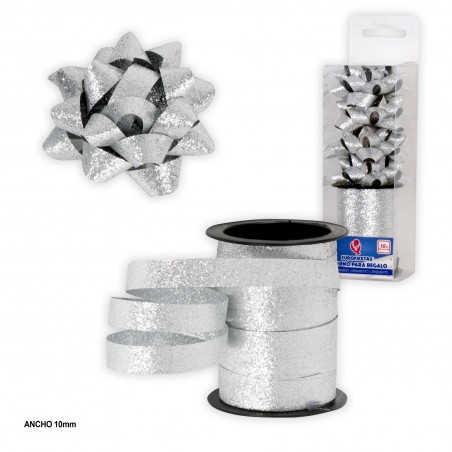 Rouleau 10m Boucle 1cm Argent Pailleté