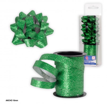 Rouleau 10m boucle 1cm vert pailleté