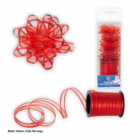 Rouleau 10m boucle 1cm rouge