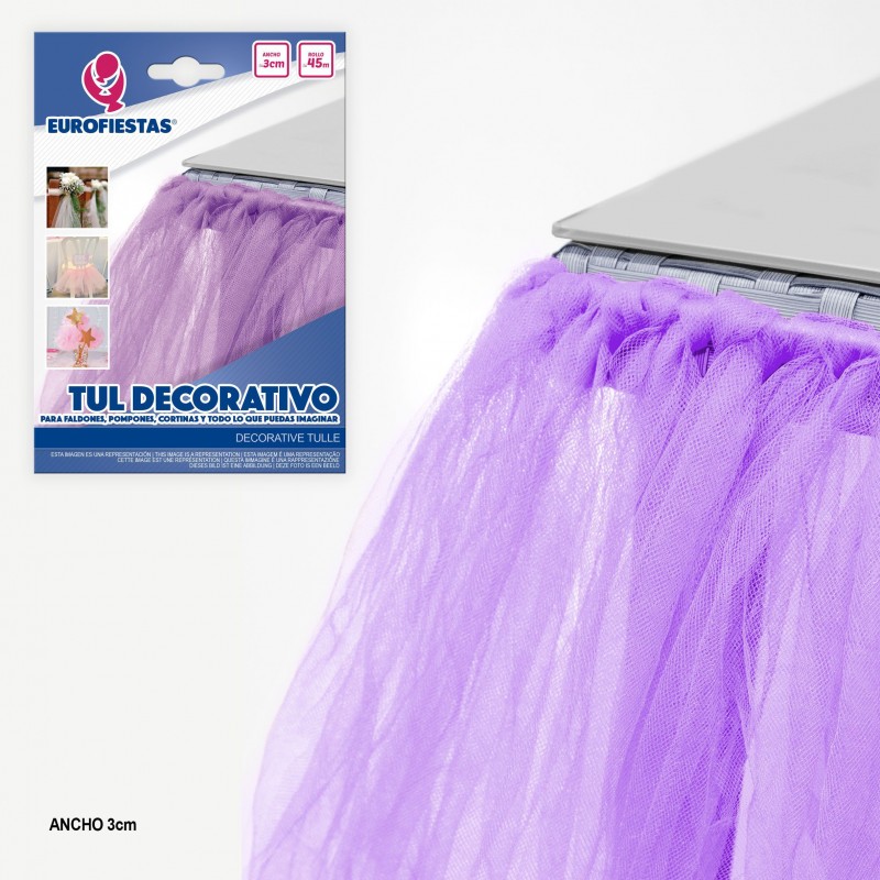 Rouleau de tulle 45m 3cm lilas