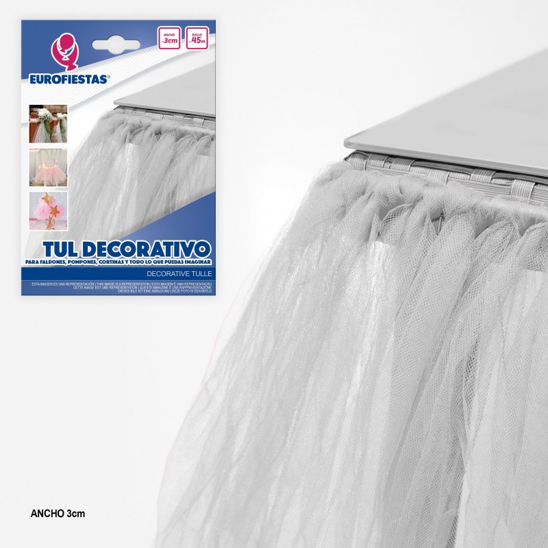 Rouleau de tulle 45m 3cm blanc