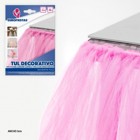 Rouleau de tulle 45m 3cm rose