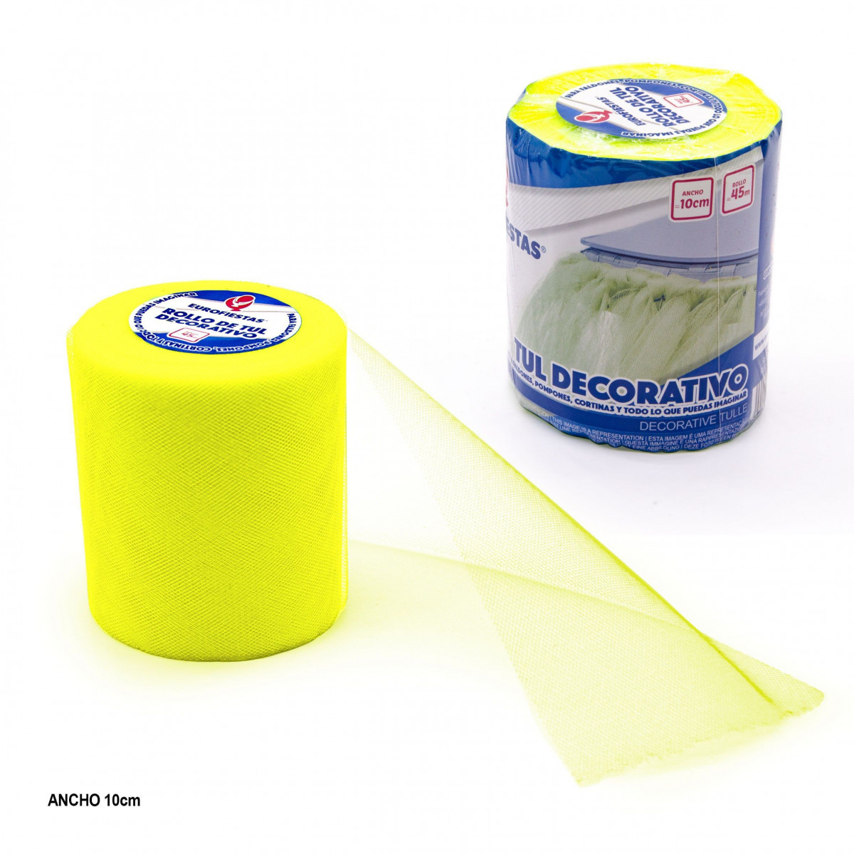Rouleau de tulle 45m 10cm jaune