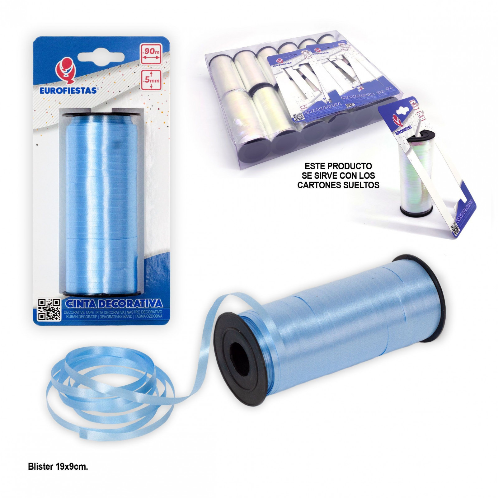 Ruban boucle rouleau 100m 5mm bleu