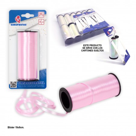 Ruban Boucle Rouleau 100m 5mm Rose