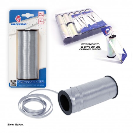 Ruban Boucle Rouleau 100m 5mm Argent