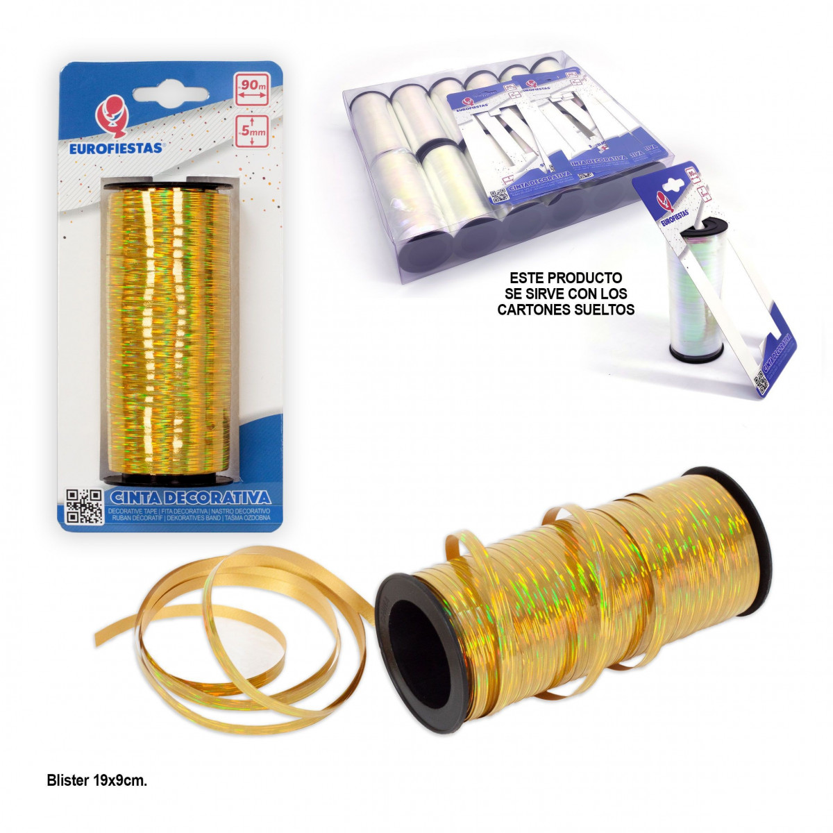 Ruban en rouleau 100m 5mm or brillant