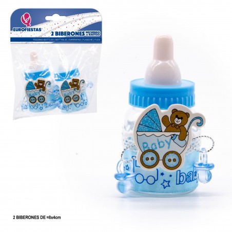 Biberon ours bleu chariot