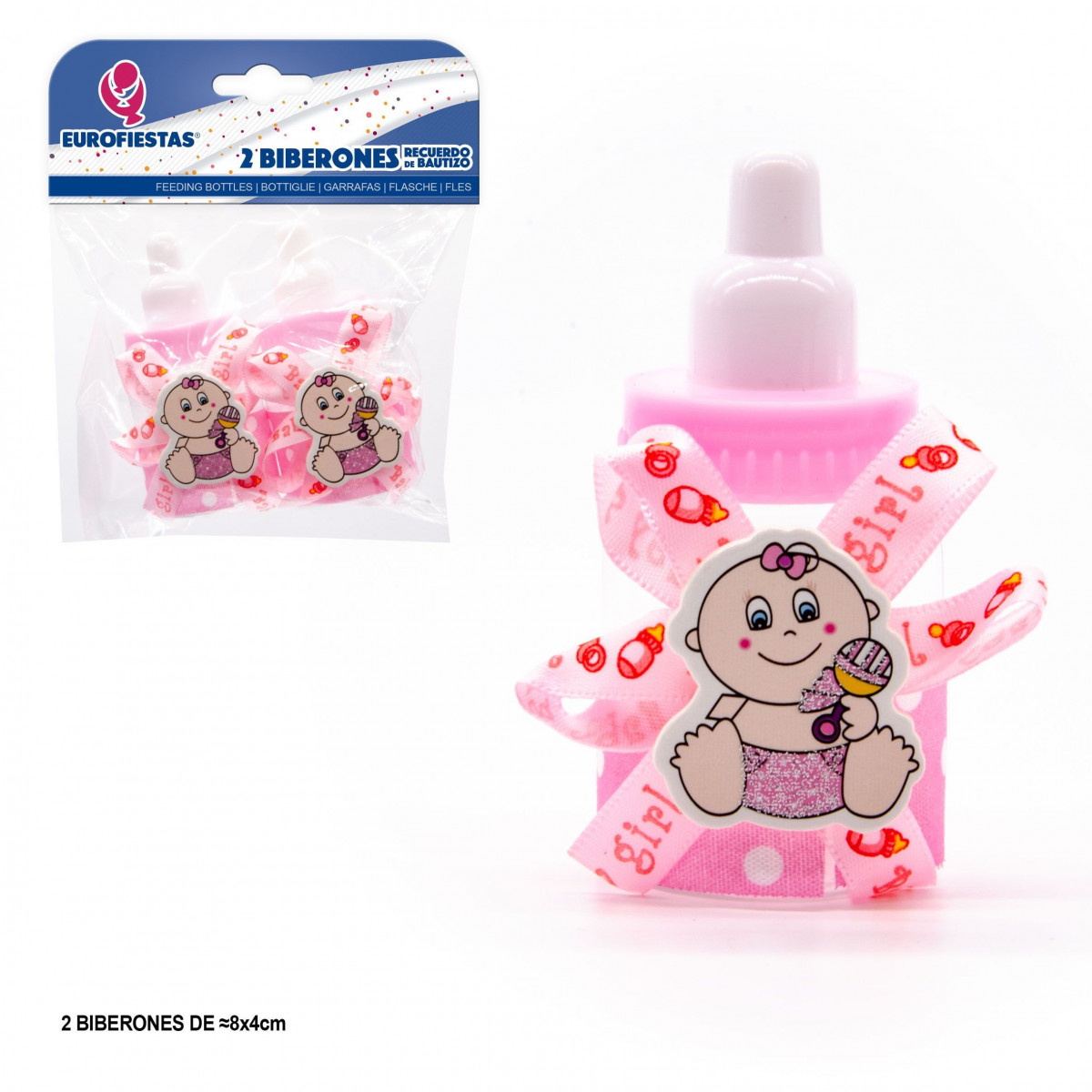 Biberon bébé frontal rose
