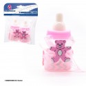 Bouteille ours en peluche rose debout