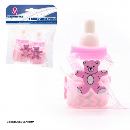 Bouteille ours en peluche rose debout