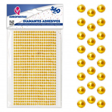 560 petits diamants adhésifs plaqués or