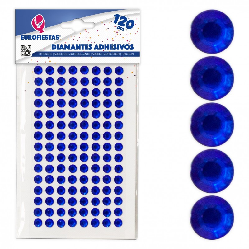 120 diamants autocollants bleu foncé