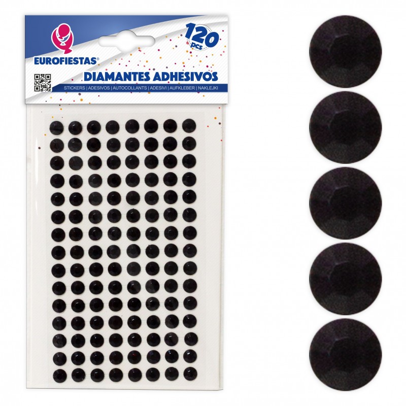 120 diamants autocollants gris noir