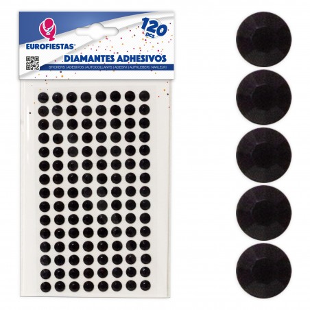 120 diamants autocollants gris noir
